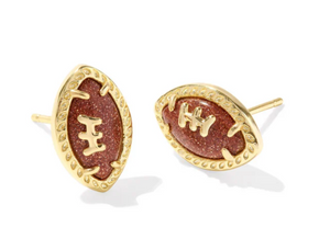 Kendra Scott Football Stud Earrings Orange Goldstone in Gold or Silver