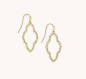 Kendra Scott Gold Abbie Small Frame Earrings In White Crystal