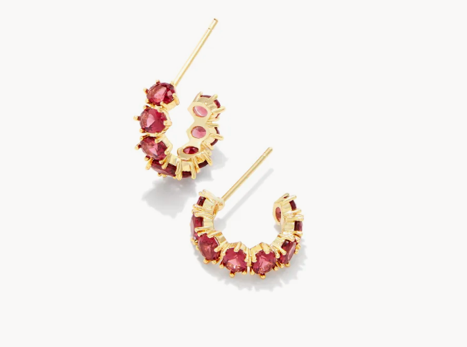 Kendra Scott Gold Cailin Crystal Huggie Earrings In Red Crystal