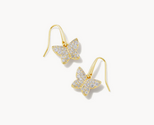 Load image into Gallery viewer, Kendra Scott Gold Lillia Crystal Butterfly Drop Earrings In White Crystal
