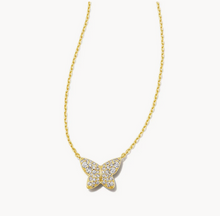 Load image into Gallery viewer, Kendra Scott Gold Lillia Crystal Butterfly Necklace In White Crystal
