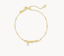 Load image into Gallery viewer, Kendra Scott Gold Mama Script Delicate Chain Bracelet with White Pearl
