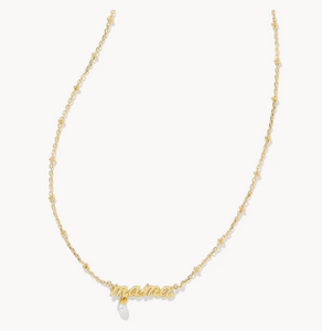 Kendra Scott Gold Mama Script Necklace with White Pearl
