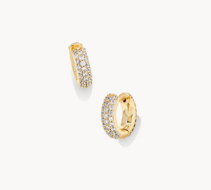 Kendra Scott Mikki Gold Pave Huggie Earrings