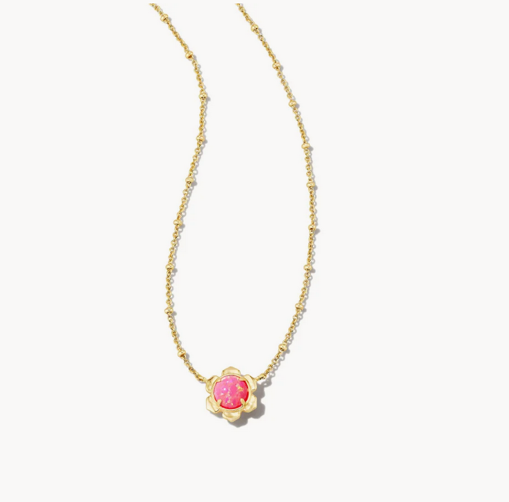Kendra Scott Gold Susie Necklace In Hot Pink Kyocera Opal SALE