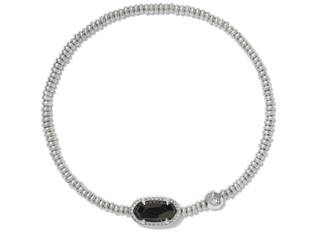 Kendra Scott Grayson Stretch Bracelet Rhodium Black Agate