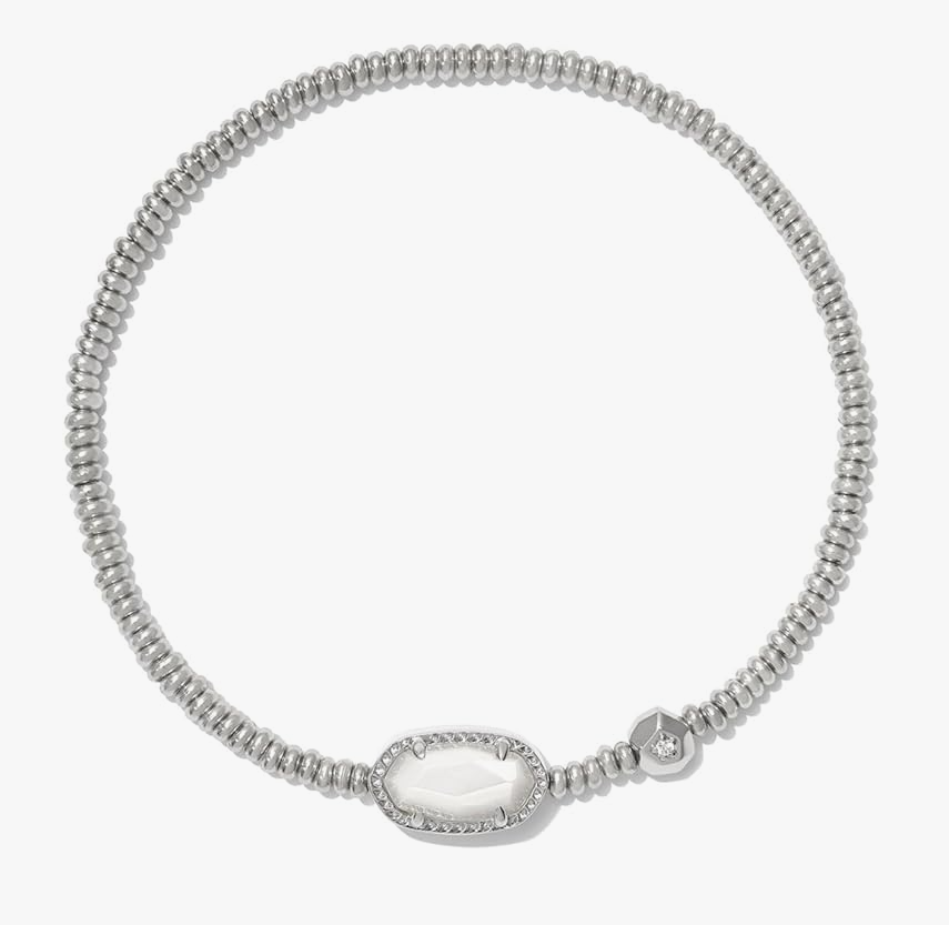 Kendra Scott Grayson Stretch Bracelet Silver Ivory Mother of Pearl