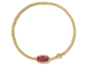 Kendra Scott Grayson Stretch Bracelet in Gold Maroon Magnesite