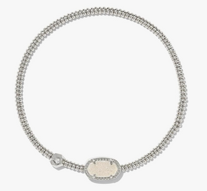 Kendra Scott Grayson Stretch Bracelet in Silver Iridescent Drusy