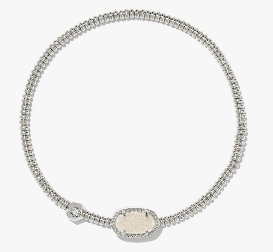 Kendra Scott Grayson Stretch Bracelet in Silver Iridescent Drusy