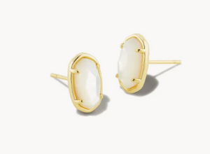 Kendra Scott Grayson Stud Earrings Ivory Mother of Pearl Gold