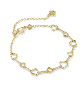 Kendra Scott Haisley Heart Bracelet White Crystal Gold or Silver