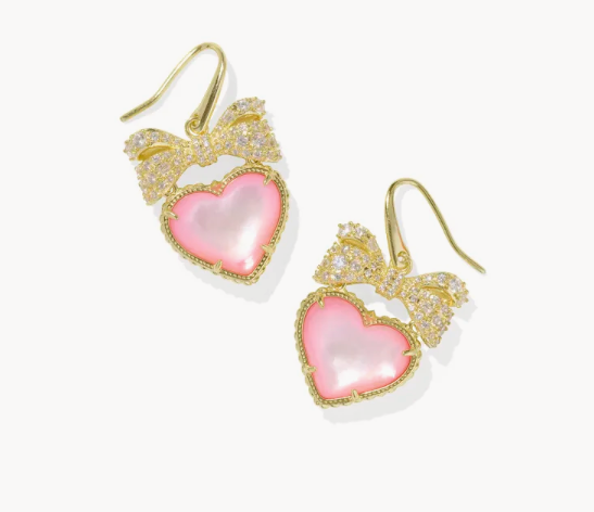 Kendra Scott Haisley Heart Drop Earrings Blush Ivory Mother of Pearl Gold