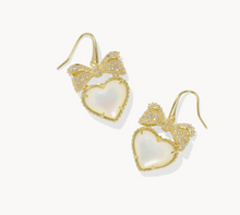 Load image into Gallery viewer, Kendra Scott Haisley Heart Drop Earrings Ivory Mother of Pearl Gold
