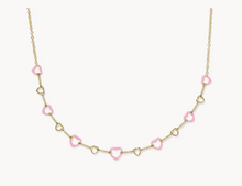 Load image into Gallery viewer, Kendra Scott Haisley Heart Strand Necklace Pink Enamel Gold
