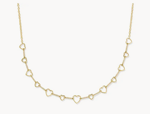 Kendra Scott Haisley Heart Strand Necklace White Crystal Gold or Silver