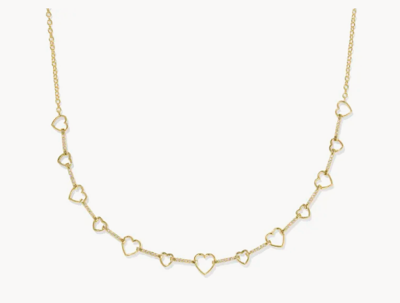 Kendra Scott Haisley Heart Strand Necklace White Crystal Gold or Silver