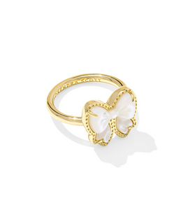 Kendra Scott Haley Bow Band Ring Ivory Mother of Pearl Gold