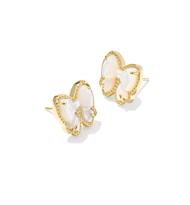 Kendra Scott Haley Bow Stud Earrings Ivory Mother of Pearl