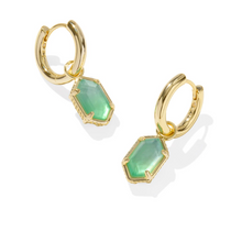 Load image into Gallery viewer, Kendra Scott Hallie Huggie Earrings Mint Green Watercolor Illusion Gold
