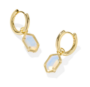 Kendra Scott Hallie Huggie Earrings Opalite Illusion Gold