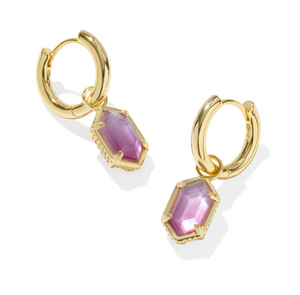 Kendra Scott Hallie Huggie Earrings Purple Watercolor Illusion Gold