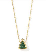 Load image into Gallery viewer, Kendra Scott Holiday Tree Necklace Green Quartzite Gold
