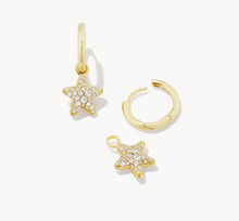 Load image into Gallery viewer, Kendra Scott Jae Star Pave Huggie Earrings in Gold White Crystal
