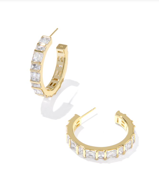 Kendra Scott Jamie Hoop Earrings White CZ