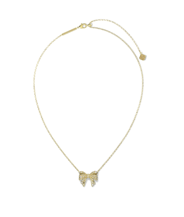 Kendra Scott Krista Bow Pendant Necklace White Mix in Gold or Silver