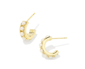 Kendra Scott Krista Huggie Earrings White Pearl