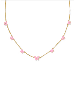 Kendra Scott Lilia Butterfly Strand Necklace in Pink Enamel