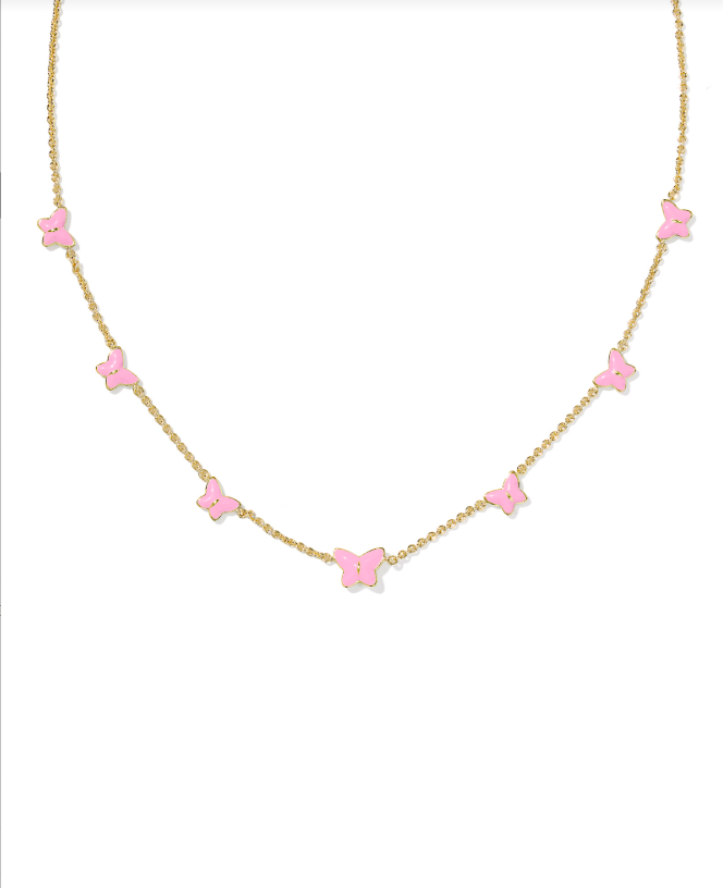 Kendra Scott Lilia Butterfly Strand Necklace in Pink Enamel