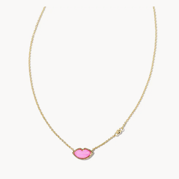 Kendra Scott Lips Pendant Necklace Hot Pink Mother of Pearl Gold or Silver