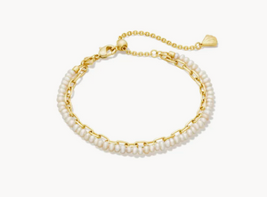 Kendra Scott Lolo Gold Multi Strand Bracelet White Pearl