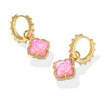 Load image into Gallery viewer, Kendra Scott Mallory Rose Huggie Earrings Blush Ivory Mother of Pearl
