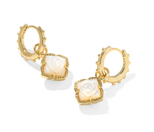Load image into Gallery viewer, Kendra Scott Mallory Rose Huggie Earrings Gold Ivory Mother of Pearl
