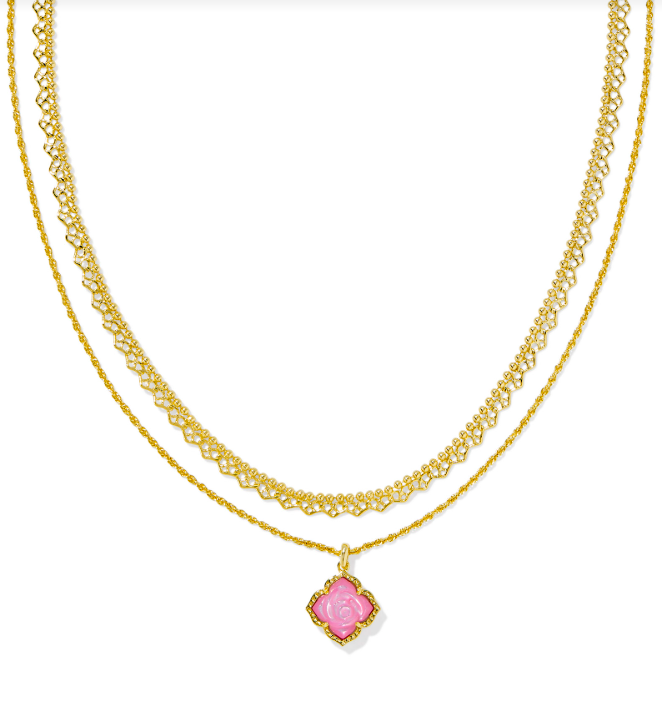 Kendra Scott Mallory Rose Multi Strand Necklace Blush Ivory Mother of Pearl