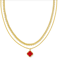 Load image into Gallery viewer, Kendra Scott Mallory Rose Multi Strand Necklace Red Mother of Pearl Gold
