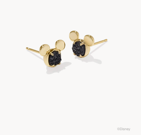 Kendra Scott Mickey Mouse Stud Earrings in Gold Black Drusy