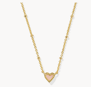 Kendra Scott Mini Ari Heart Necklace Rose Quartz