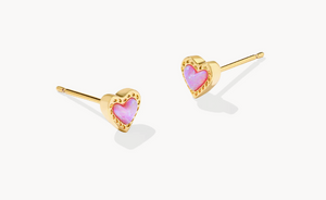 Kendra Scott Mini Ari Heart Stud Earrings Bubblegum Pink Opal