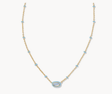 Load image into Gallery viewer, Kendra Scott Mini Elisa Enamel Frame Necklace Gold Periwinkle Illusion
