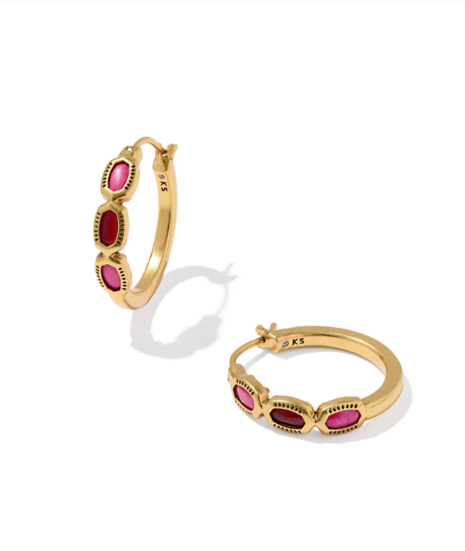 Kendra Scott Mini Elisa Hoop Earring Gold Pink Mix