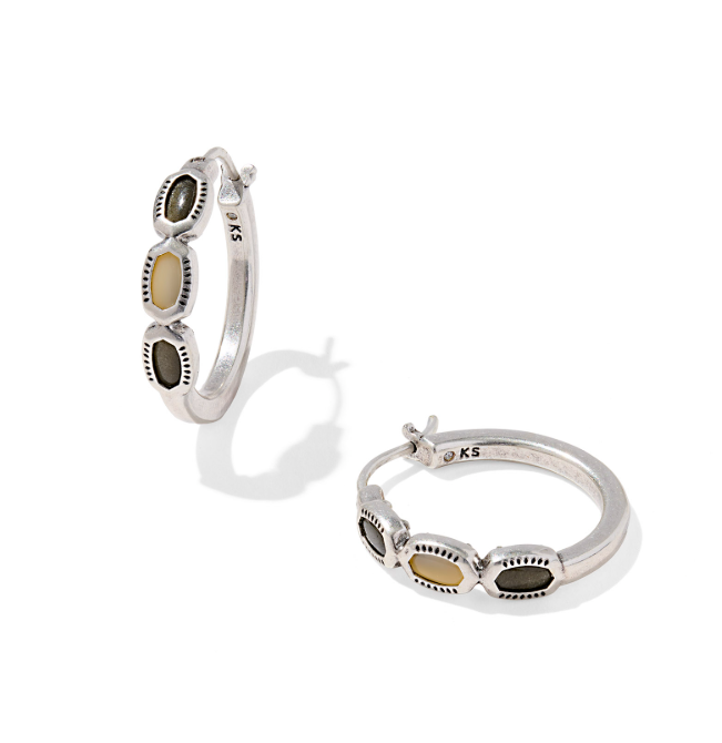 Kendra Scott Mini Elisa Hoop Silver Black Mix