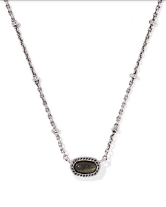 Kendra Scott Mini Elisa Satellite Necklace Silver Golden Obsidian