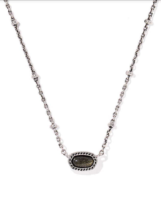Kendra Scott Mini Elisa Satellite Necklace Silver Golden Obsidian