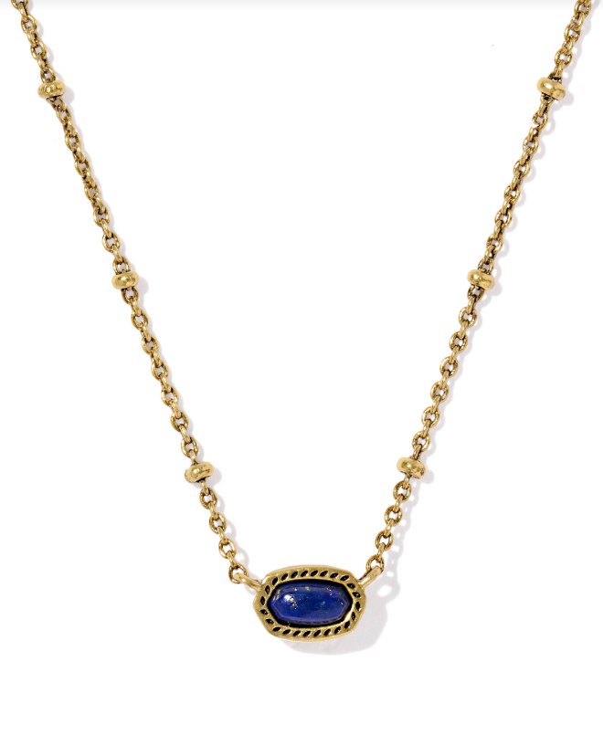 Kendra Scott Mini Elisa Satellite Pendant Necklace Gold Blue Lapis