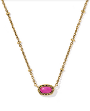 Load image into Gallery viewer, Kendra Scott Mini Elisa Satellite Short Pendant Necklace Dark Fushia Gold
