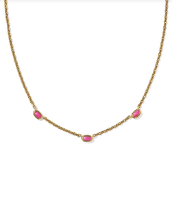 Kendra Scott Mini Elisa Three Stone Strand Necklace Dark Fushia Magnesite
